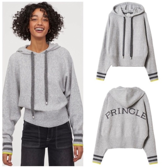 Pringle Of Scotland H&M Hoodie Sweater Oversized Gray Bat Sleeves Size Small - Picture 1 of 15